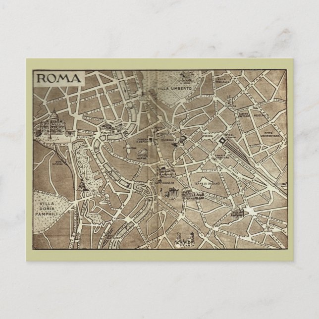 Rome, Carte datant de la fin du 19ème siècle (Devant)