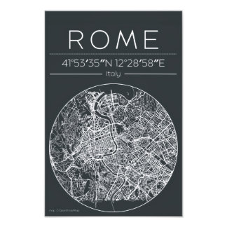 Rome Circular City Map Poster Minimal Urban Poster