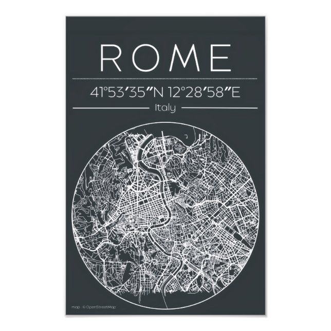 Rome Circular City Map Poster Minimal Urban Poster (Vorne)