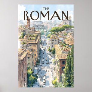 Rome City Street View Poster Kolosseum Skyline