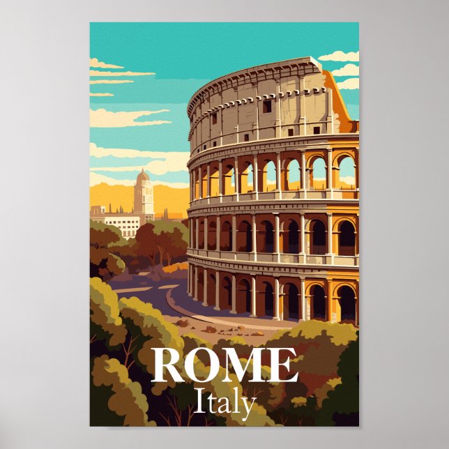 Rome Colosseum Italy Travel Illustration Poster (Vorne)