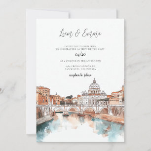 Rome Italy Watercolor Wedding Einladung