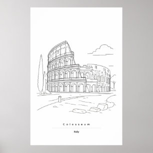 Rome Kolosseum Minimalistische Linienkunst Reisepo Poster
