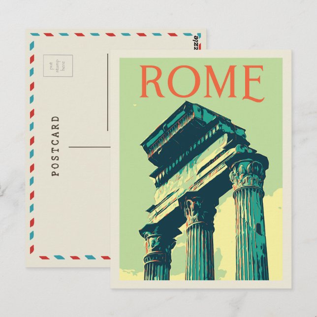 Rome, ruines romaines illustration Italie Carte po (Devant / Derrière)