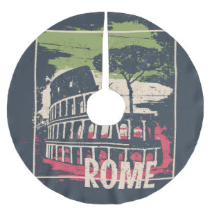 Rome Typografie: Eiffelturm Poster. Polyester Weihnachtsbaumdecke