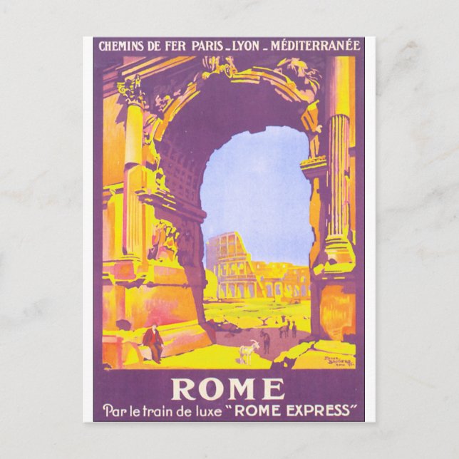 Rome Vintage Travel Poster Postkarte (Vorderseite)