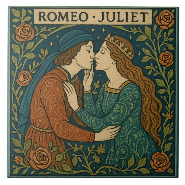 Romeo und Julia - Kunstgewerbe Keramik Tile Fliese (Vorderseite)