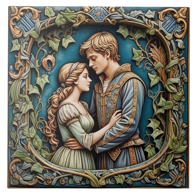Romeo und Julia - Kunstgewerbe Keramik Tile Fliese (Vorderseite)
