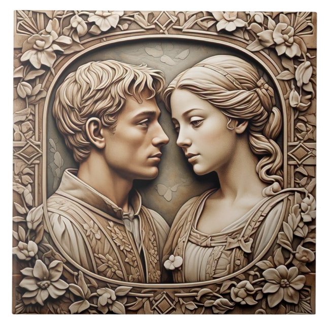 Romeo und Julia - Kunstgewerbe Keramik Tile Fliese (Vorderseite)
