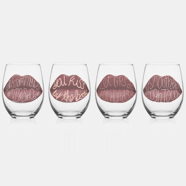 Romeo und Julia lips kiss quotes gläser Set (Vorderseite)