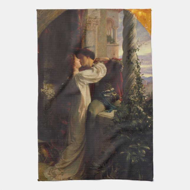 Romeo und Julia (von Frank Dicksee) Geschirrtuch (Vertikal)