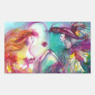 ROMEO UND JULIET / GOLD BLAUE GLITZERN RECHTECKIGER AUFKLEBER