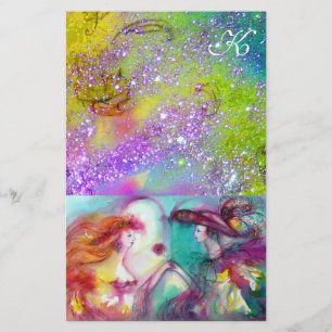 ROMEO UND JULIET, LILA GRÜNE GOLD GLITZERN BRIEFPAPIER