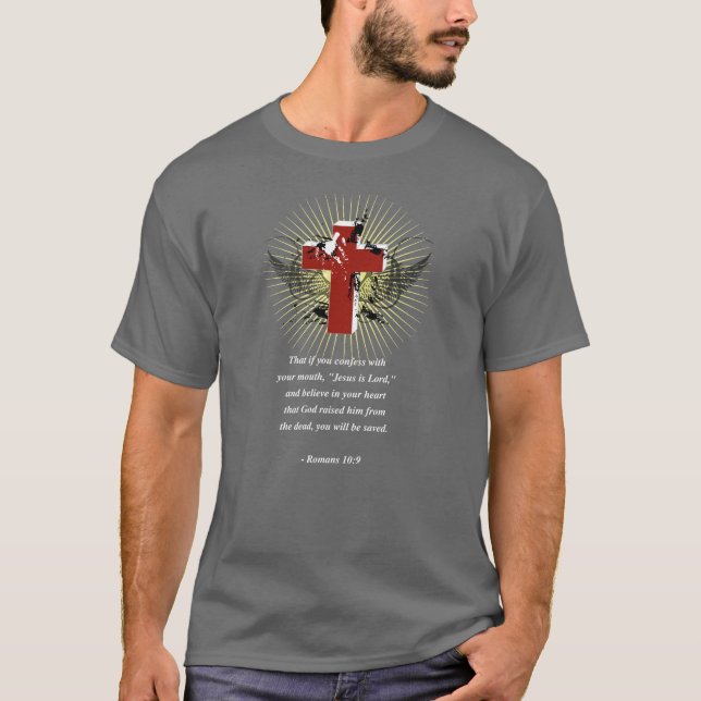 RÖMER-10:9 Bibel-Vers T-Shirt (Vorderseite)