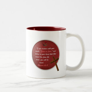 Römer-10:9 Zweifarbige Tasse