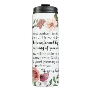 Römer 12:2 Entsprechen Sie nicht dem Muster Floral Thermosbecher
