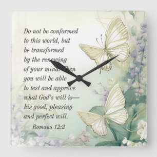 Römer 12:2 Nicht mit dieser Weltbibel übereinstimm Quadratische Wanduhr