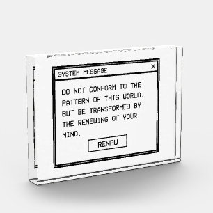 Römer 12:2 Schwarz-Weiß-Computer-Warnfenster Fotoblock