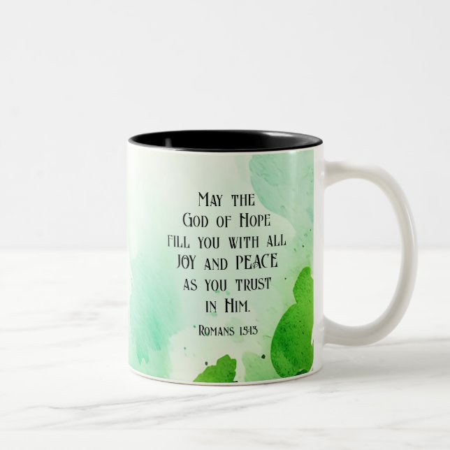 Römer 15:13 Gott der Hoffnung Christliches Verse Zweifarbige Tasse (Rechts)