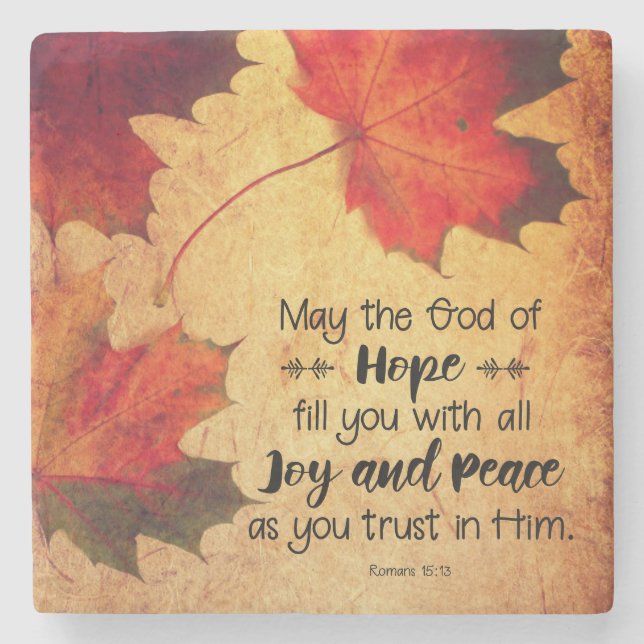 Römer 15:13 Gott der Hoffnung Herbstleaves Steinuntersetzer (Vorderseite)