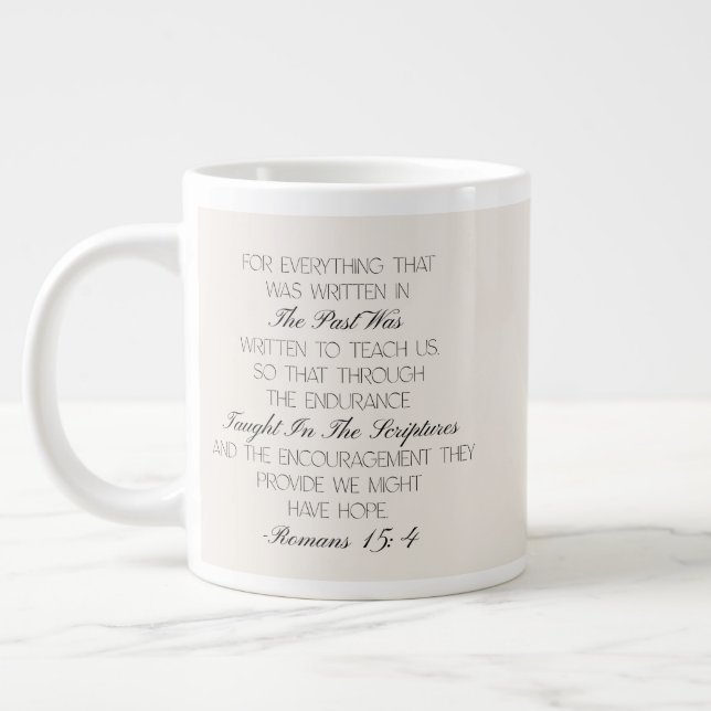 Römer 15:4 Hoffnung Bibelvers Tasse (Links)