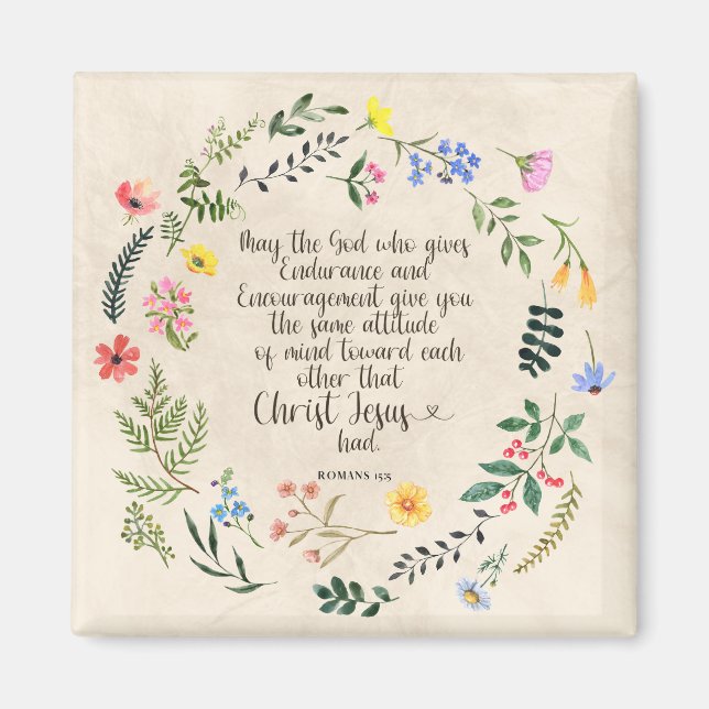 Römer 15:5 Bibelverse Bild Magnet (Vorne)