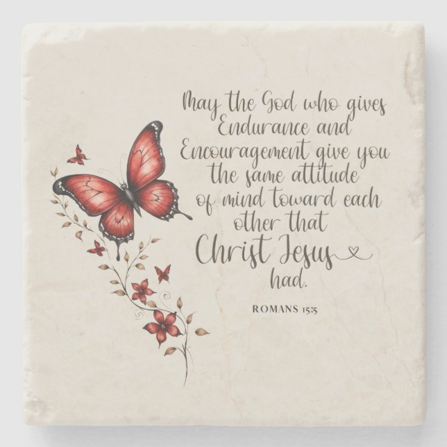 Römer 15:5 Bibelverse Bild Steinuntersetzer (Vorderseite)