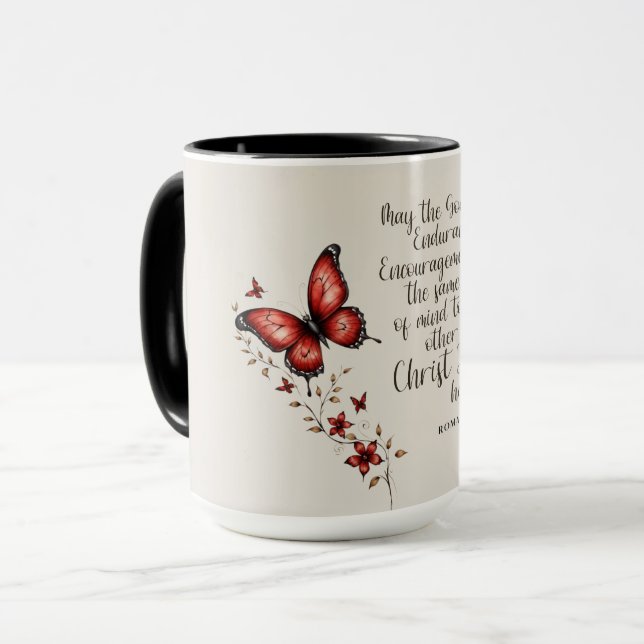 Römer 15:5 Bibelverse Bild Tasse (Vorderseite Links)