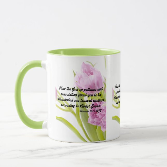 Römer 15:5 KJV Bibelschrift Pic Two-Tone Tasse (Links)