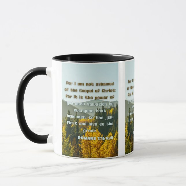 Römer 1:16 KJV Bible Verse Pic Zwei-Tone-Tasse Tasse (Links)
