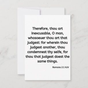 Römer 2:1 KJV Bibelverse Flat Greeting Card Karte