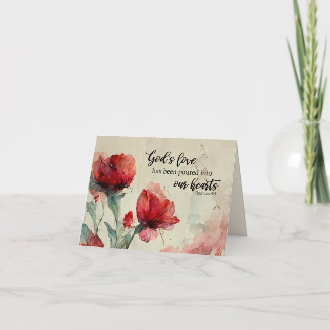 Römer 5:5 Gottes Liebe Bibel Verse Rosa Blume Karte (Vorderseite)
