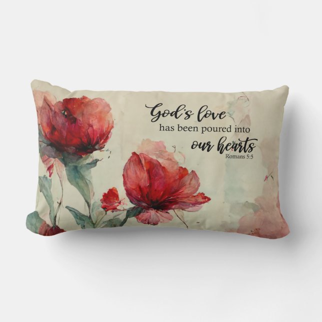 Römer 5:5 Gottes Liebe Bibel Verse Rosa Blume Lendenkissen (Vorderseite)