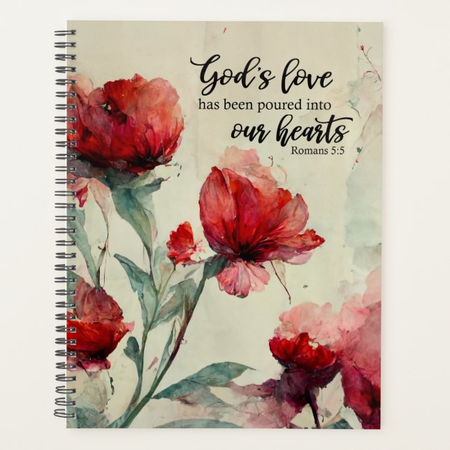 Römer 5:5 Gottes Liebe Bibel Verse Rosa Blume Planer (Vorderseite)