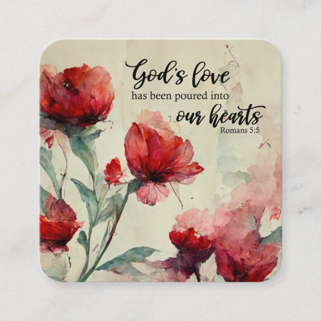 Römer 5:5 Gottes Liebe Bibel Verse Rosa Blume Quadratische Visitenkarte (Vorderseite)