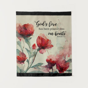Römer 5:5 Gottes Liebe Bibel Verse Rosa Blume Wandteppich
