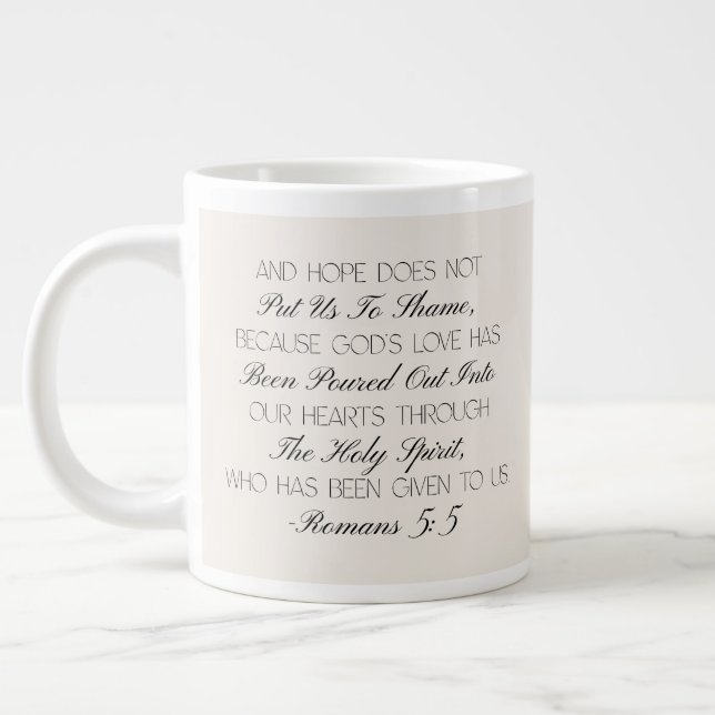 Römer 5:5 Hoffnung Bibelvers Tasse (Links)