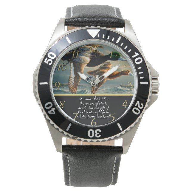 Römer 6:23 Christlicher Glaube kreuzen mit Enten Armbanduhr (Vorderseite)