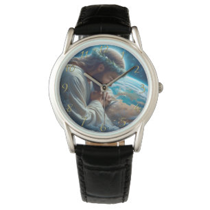 Römer 6:23 Hand hält Kreuz Gold Armbanduhr