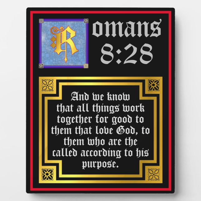 Römer 828 Gold beleuchteter Letter KJV Bible Verse Fotoplatte (Vorderseite)