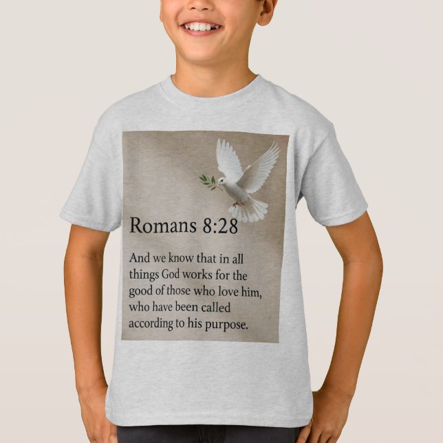 Römer 8:28 Bibelvers Kinder T-Shirt (Vorderseite)