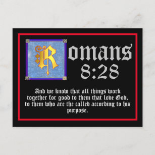 Römer 8 28 Goldbeleuchtetes Buchstabenangebot Postkarte