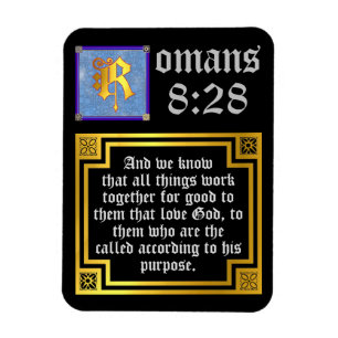 Römer 8:28 Goldenes, beleuchtetes BuchstabenBibela Magnet