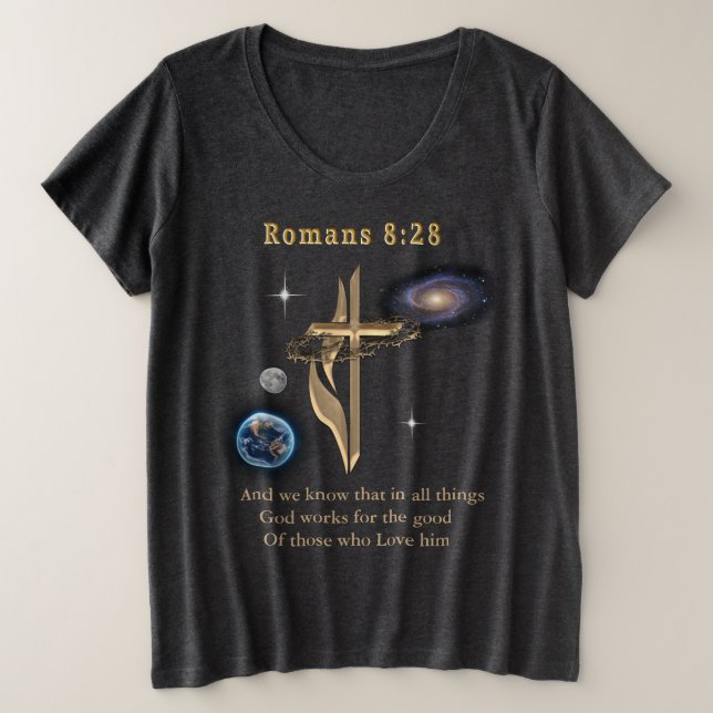 Römer 8:28 große größe T-Shirt (Design vorne)