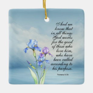 Römer 8:28 Iris-Aquarell  Keramikornament