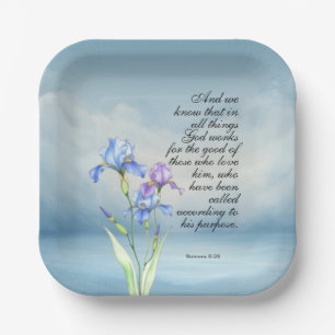 Römer 8:28 Iris-Aquarell  Pappteller