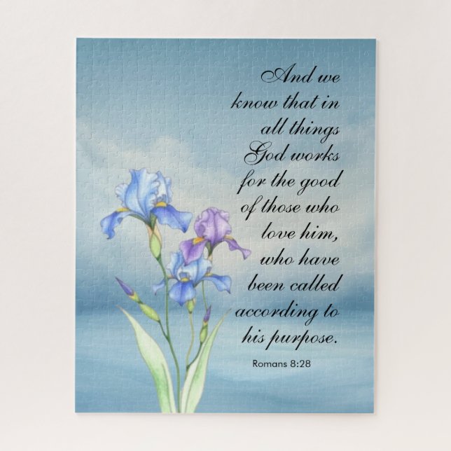 Römer 8:28 Iris-Wasserfarbe (Vertikal)