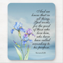 Römer 8:28 Iris Wasserfarbe Mousepad