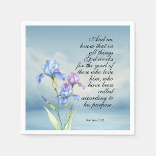Römer 8:28 Iris-Wasserfarbe Serviette
