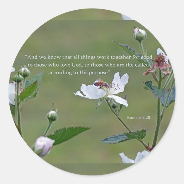 Römer 8:28 runder aufkleber (Vorderseite)